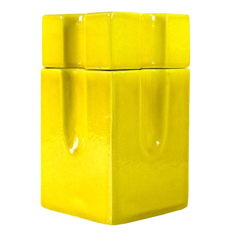 Cytrynowo-żółty pojemnik ceramiczny, proj. A. Riguccini, Włochy, lata 70.