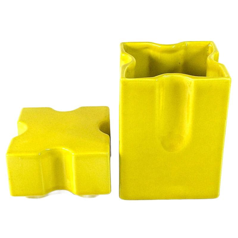 Cytrynowo-żółty pojemnik ceramiczny, proj. A. Riguccini, Włochy, lata 70. - 7244