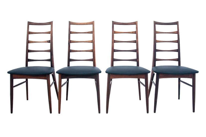 Brązowe krzesła Lis, proj. N. Koefoed, Dania, lata 60.