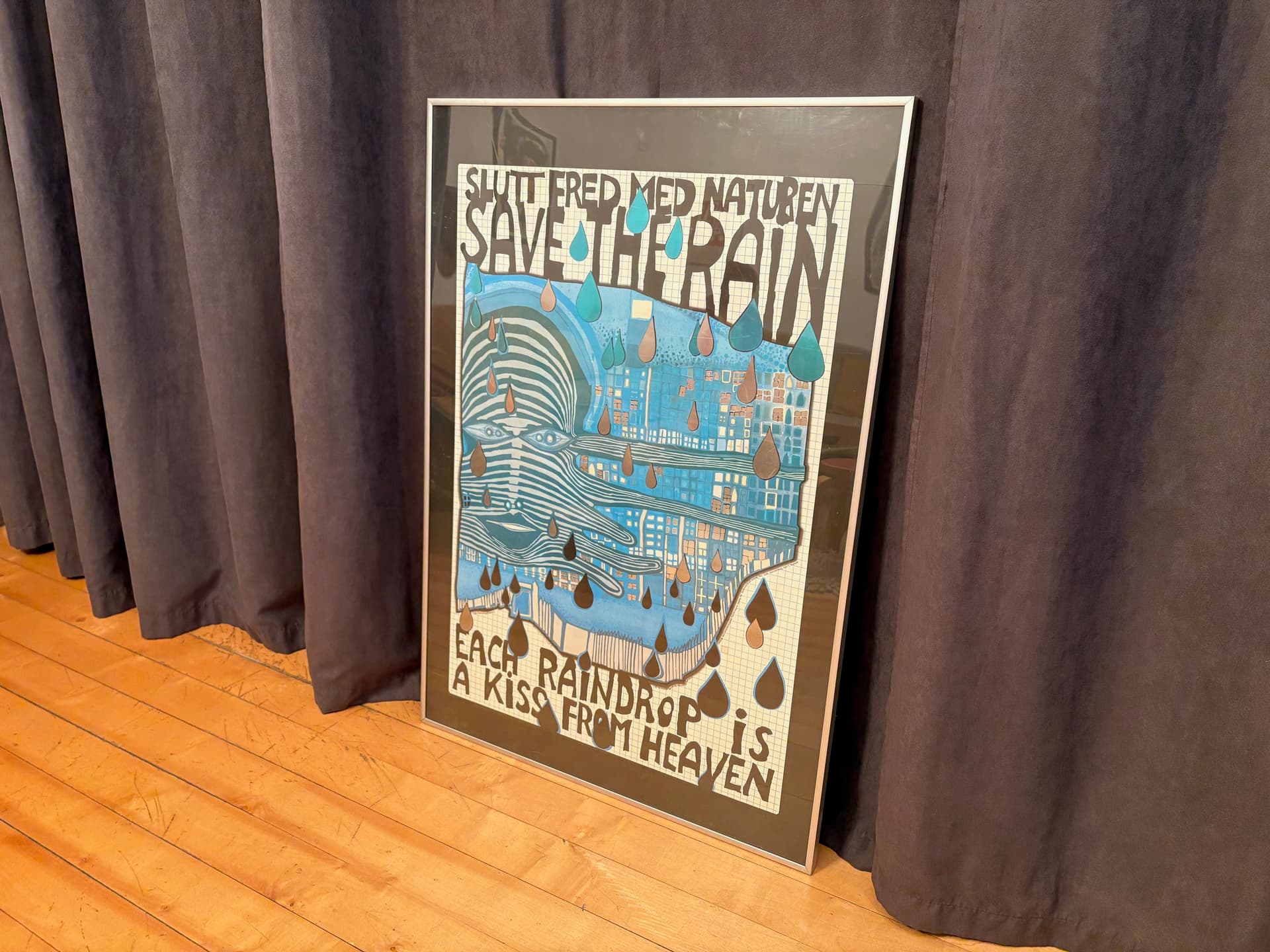 Plakat Save the Rain 85x59,5 cm, multikolor, papier, aut. F. Hundertwasser, Szwajcaria, lata 80. - 98000