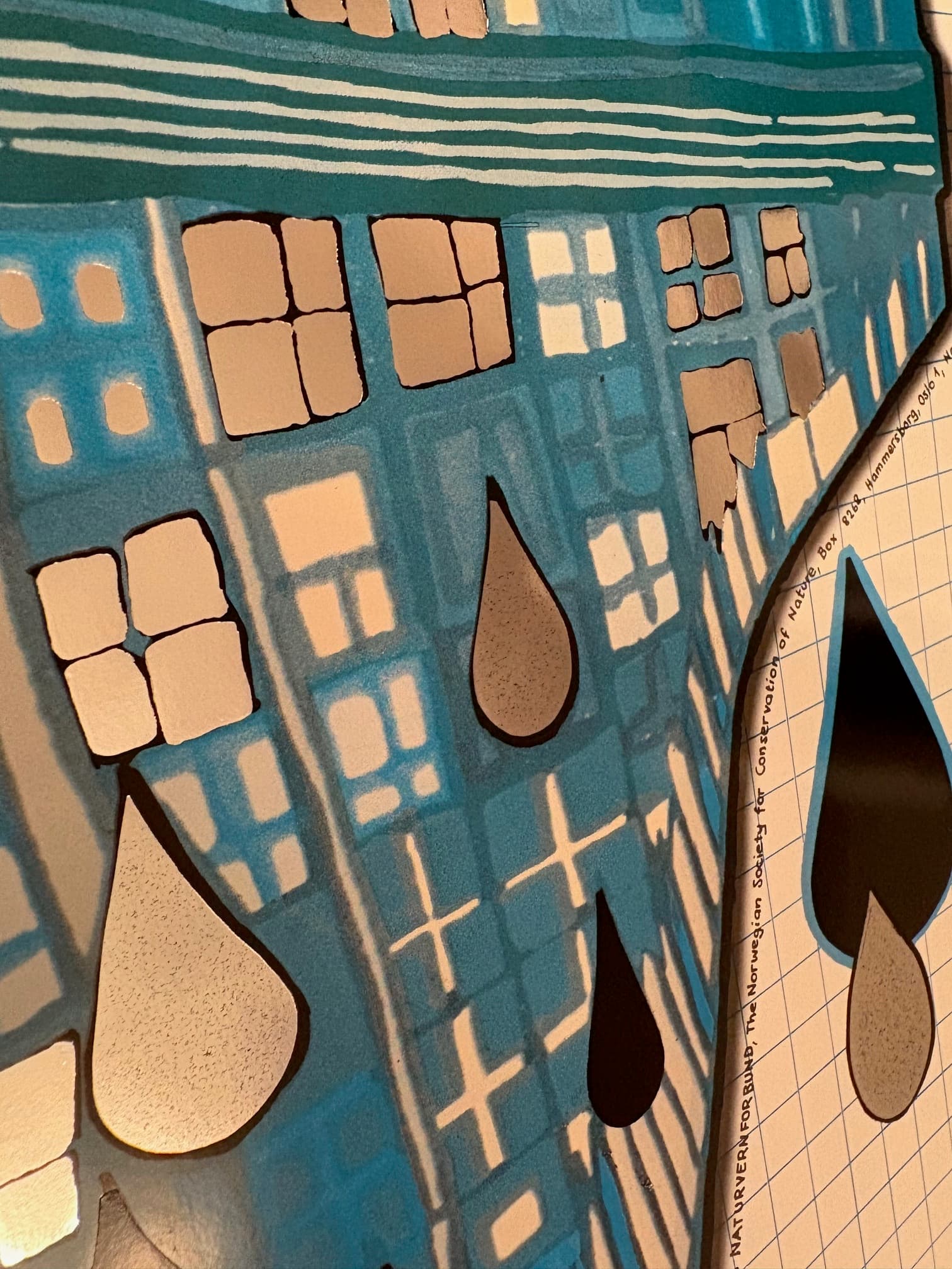 Plakat Save the Rain 85x59,5 cm, multikolor, papier, aut. F. Hundertwasser, Szwajcaria, lata 80. - 97999