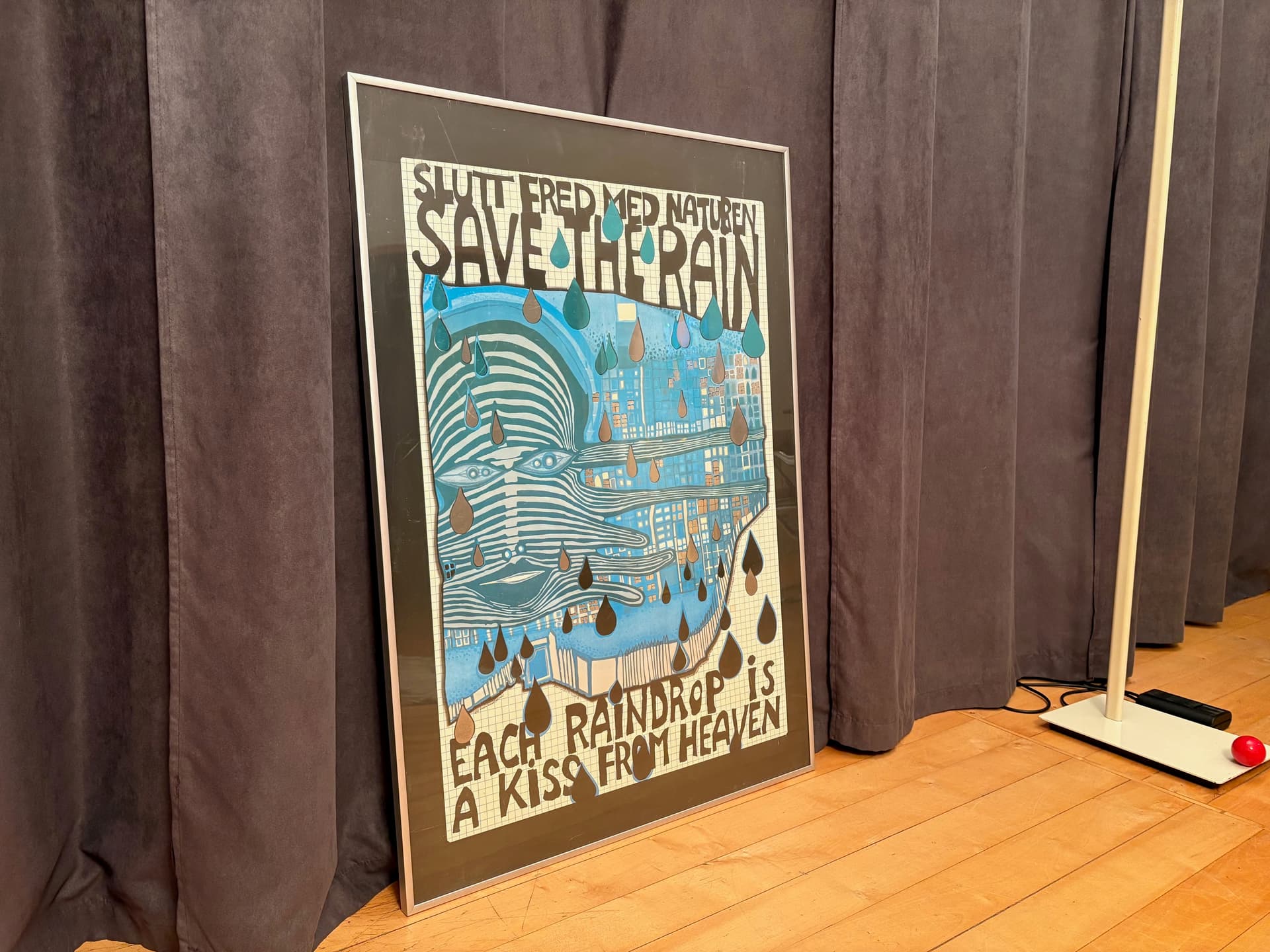 Plakat Save the Rain 85x59,5 cm, multikolor, papier, aut. F. Hundertwasser, Szwajcaria, lata 80. - 98006