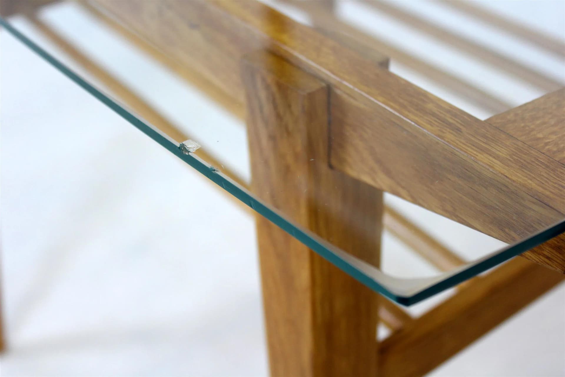 Coffee table, brown wood, glass, Czech Republic, 1960s. - 98172