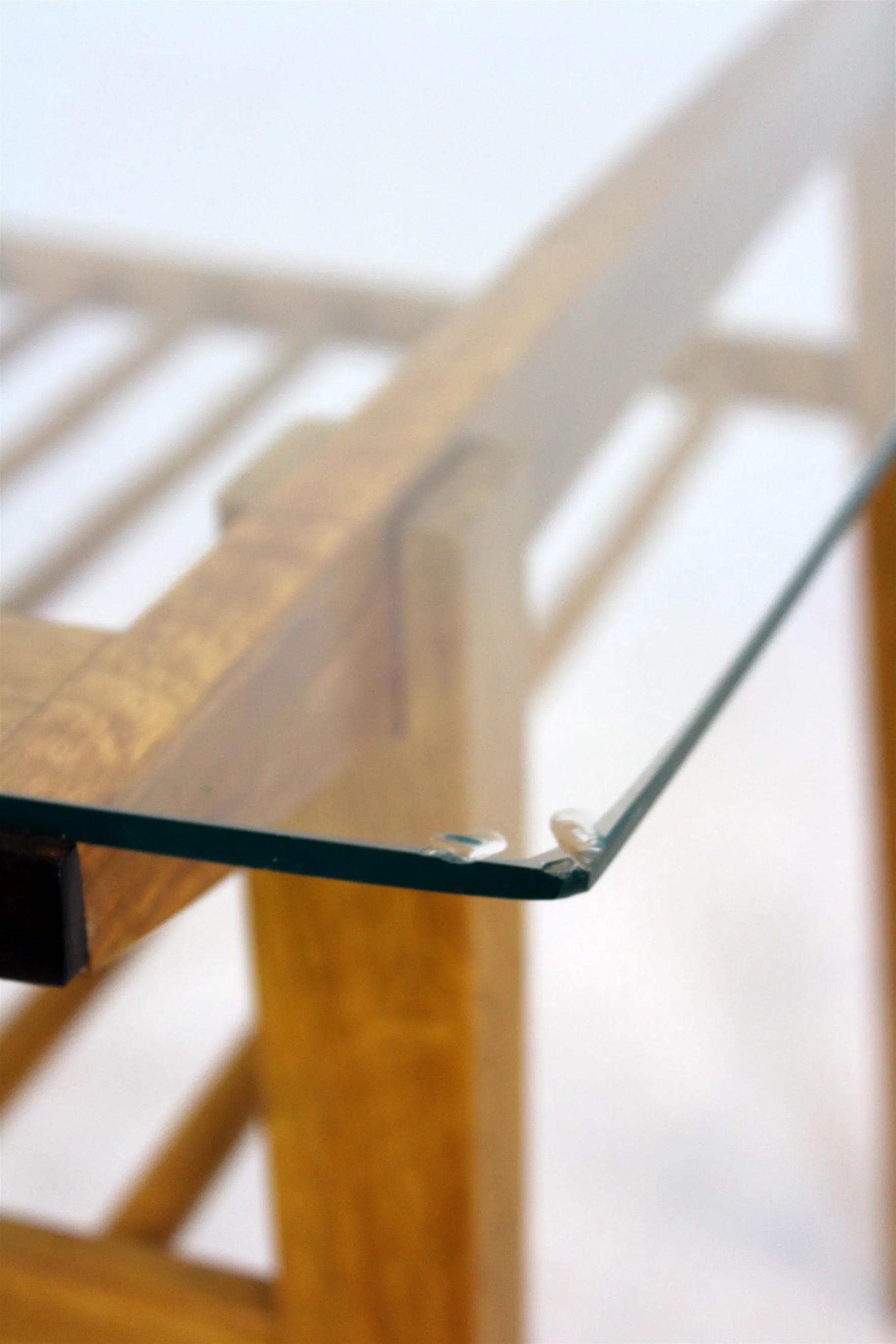 Coffee table, brown wood, glass, Czech Republic, 1960s. - 98165