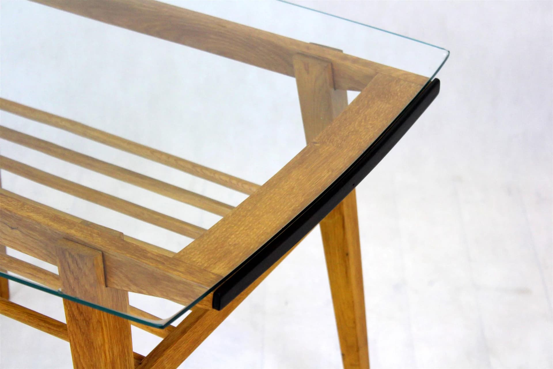 Coffee table, brown wood, glass, Czech Republic, 1960s. - 98168