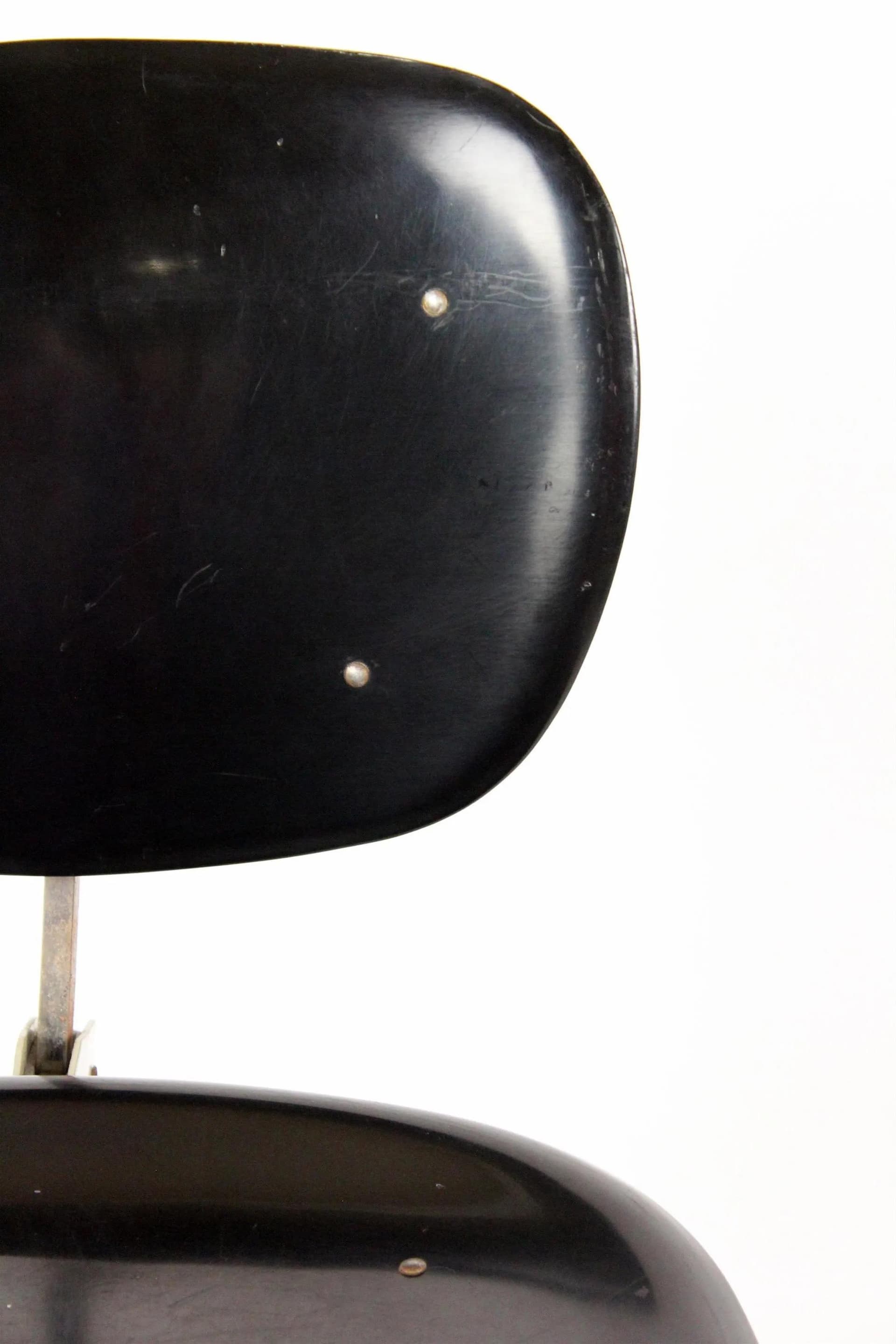 Swivel Chair Industrial, black plastic, grey steel, Czechoslovakia, 1970s. - 98149