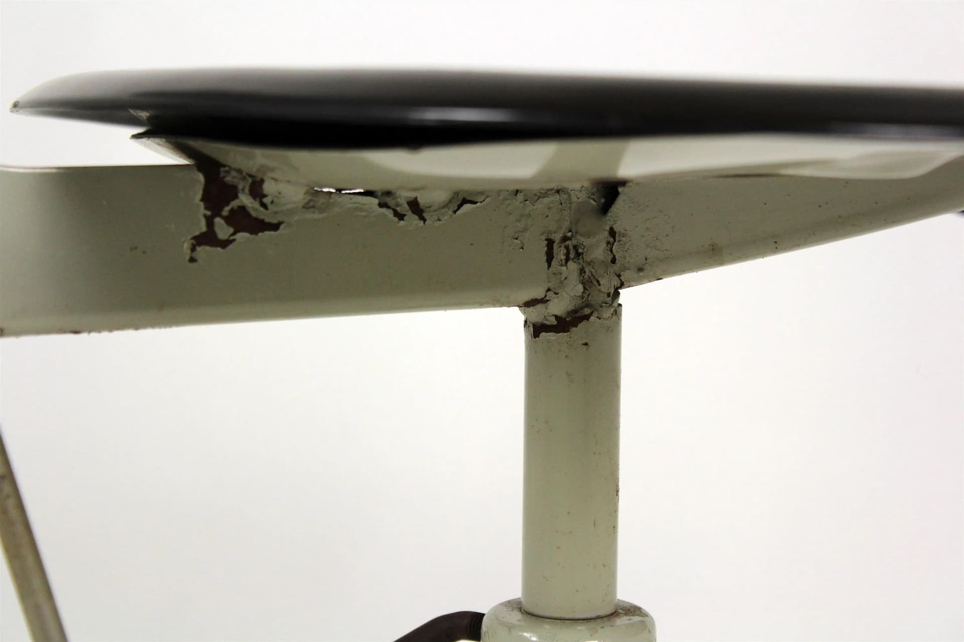 Swivel Chair Industrial, black plastic, grey steel, Czechoslovakia, 1970s. - 98147