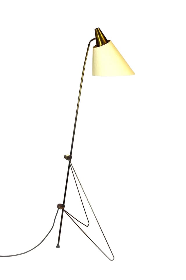 Floor lamp Giraffe, beige metal, by J. Hurka, Napako, Czechoslovakia, 1960s. - DIMENSION