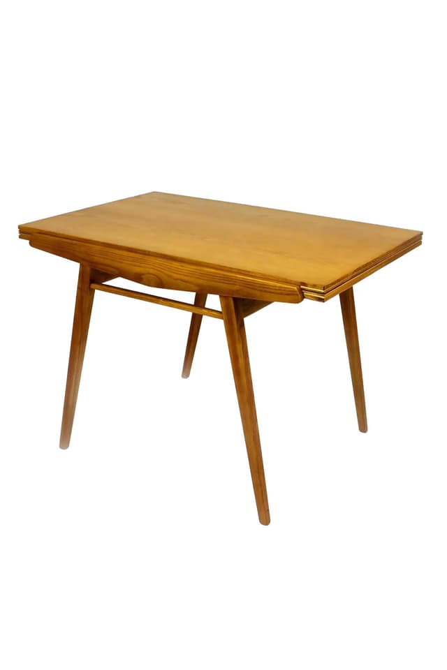 Stół jadalniany rozkładany, jesion brązowy, Polska, lata 60. - WYMIARY