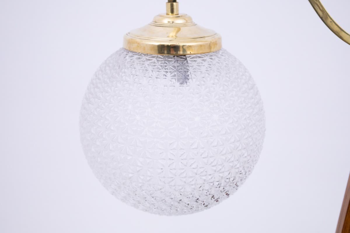 Orzechowa lampa stojąca, styl Art Deco, Polska, lata 60. - 58461