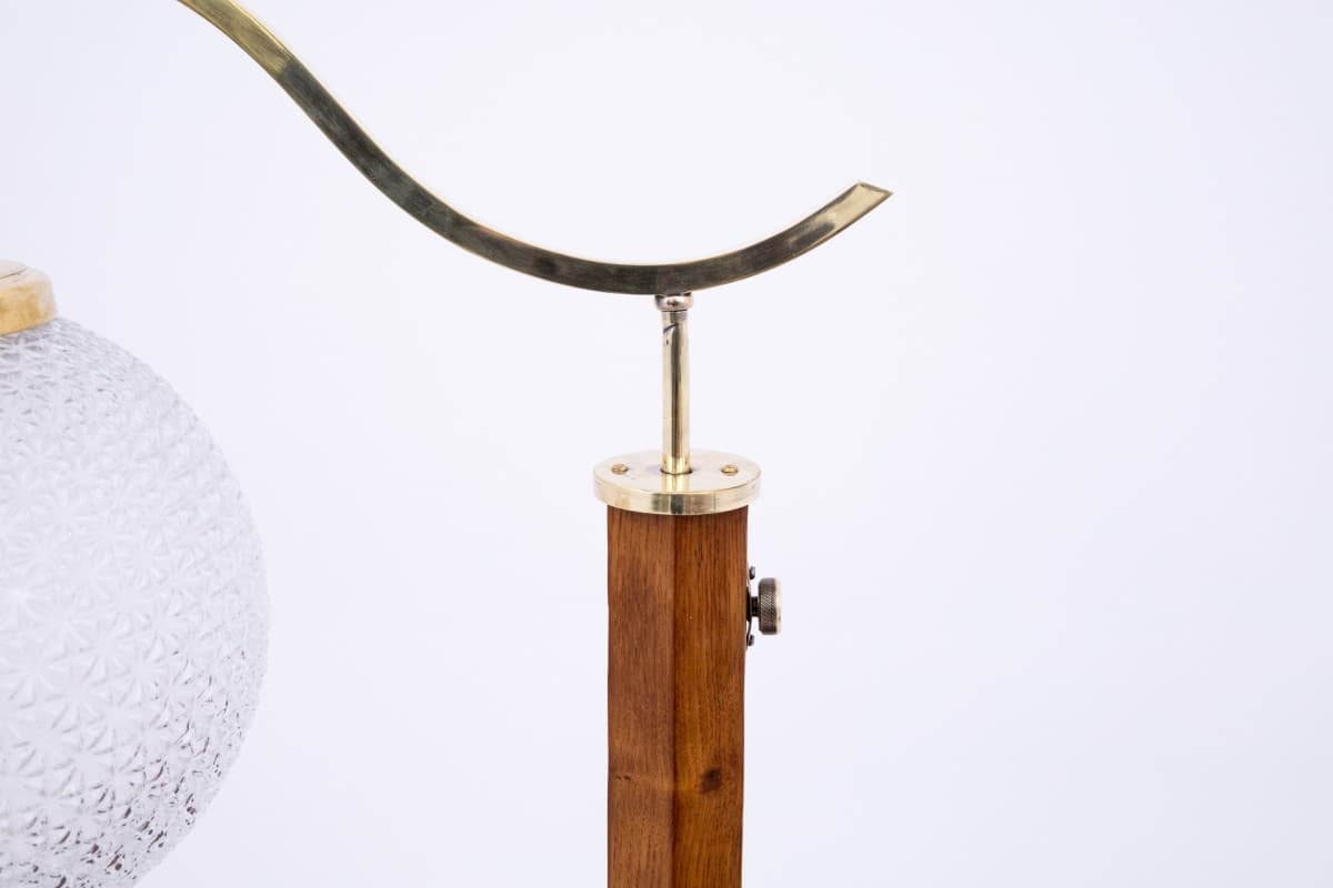 Orzechowa lampa stojąca, styl Art Deco, Polska, lata 60. - 58459