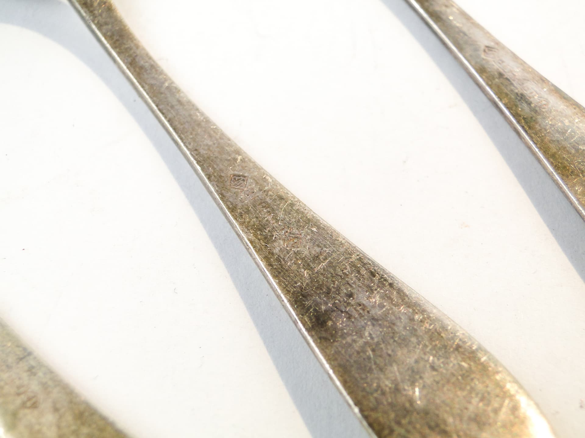 Zestaw łyżeczek do mokki, mid-century modern, mosiądz srebrzony, D. Fraget, Polska, lata 50. - 98754