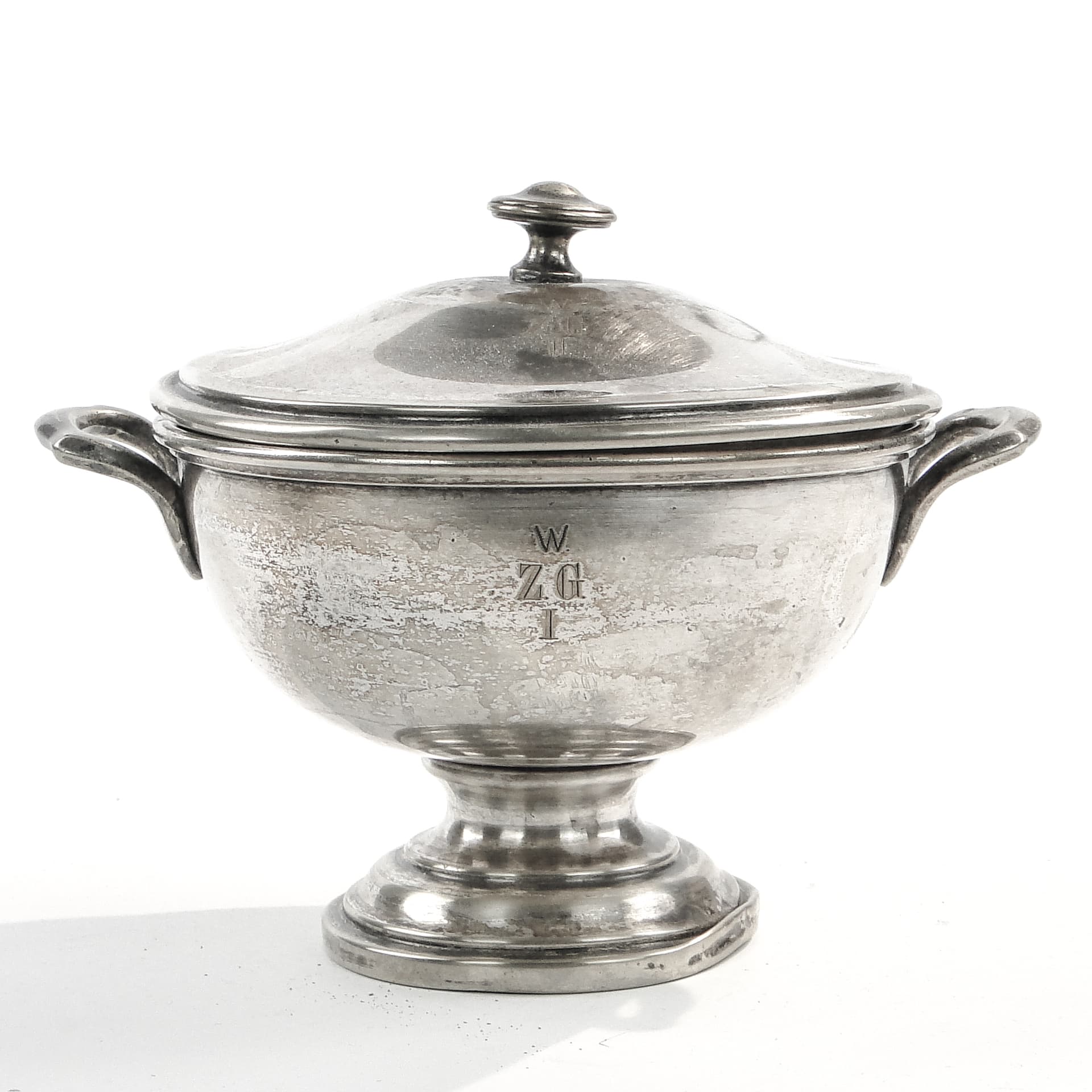 Waza do zupy, Art Deco, mosiądz srebrzony, Norblin, Polska, lata 30.