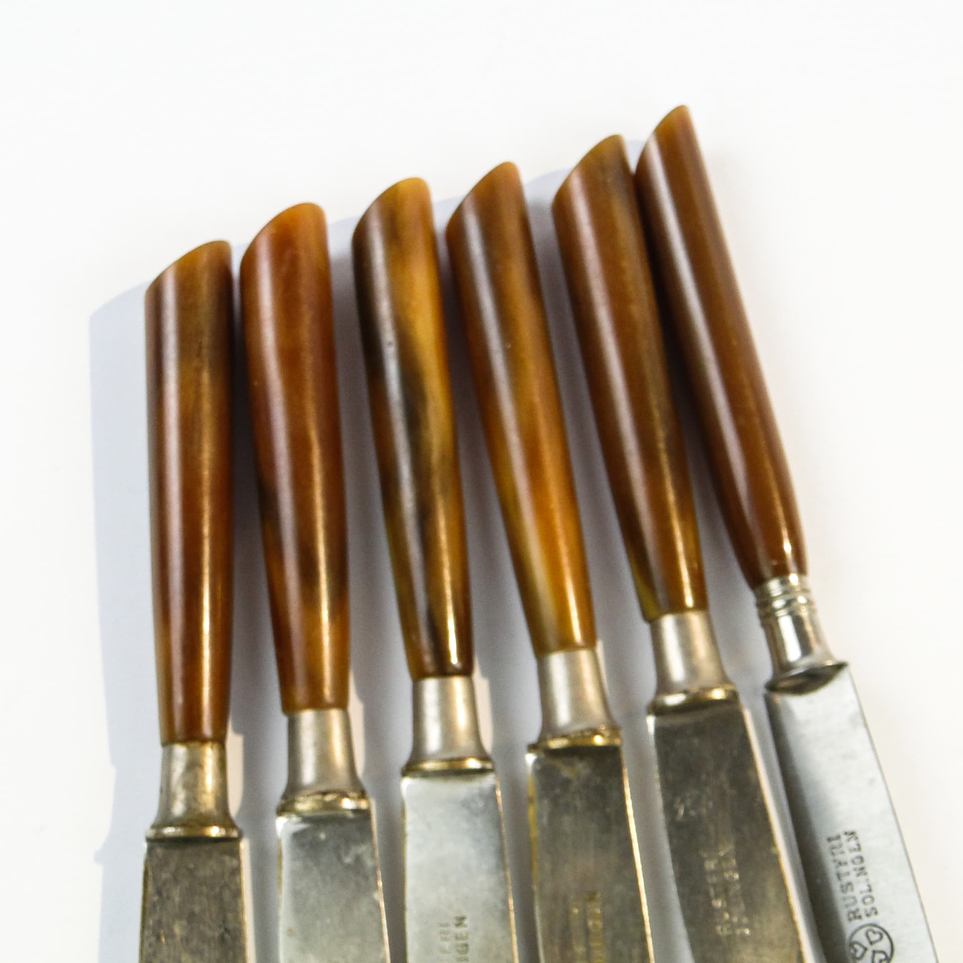 Knife set, mid-century modern, brown bakelite, Sweden, 1950s. - 98773
