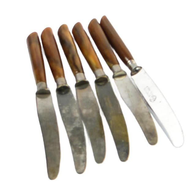 Knife set, mid-century modern, brown bakelite, Sweden, 1950s. - DIMENSION