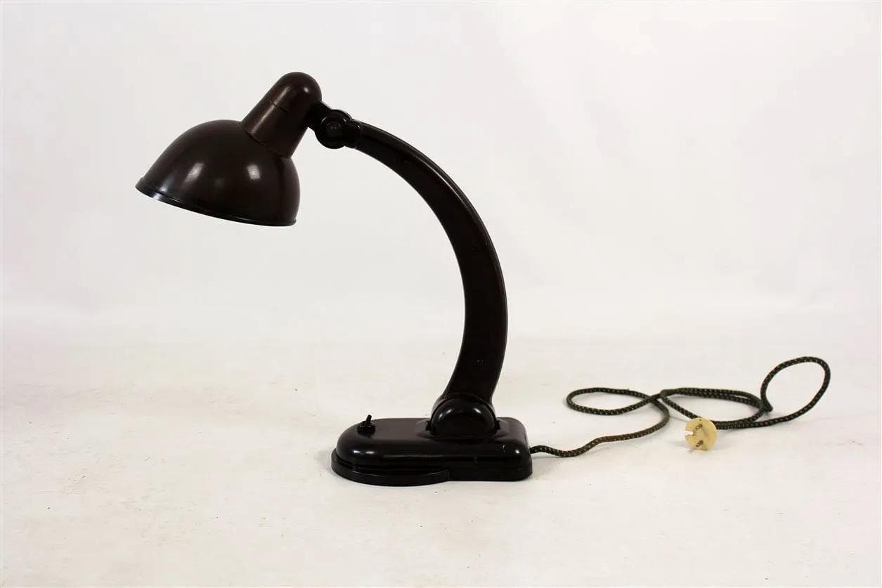 Lampka biurkowa Sigma, bakelit ciemnobrązowy, proj. C. Dell, Niemcy, lata 30. - 98409