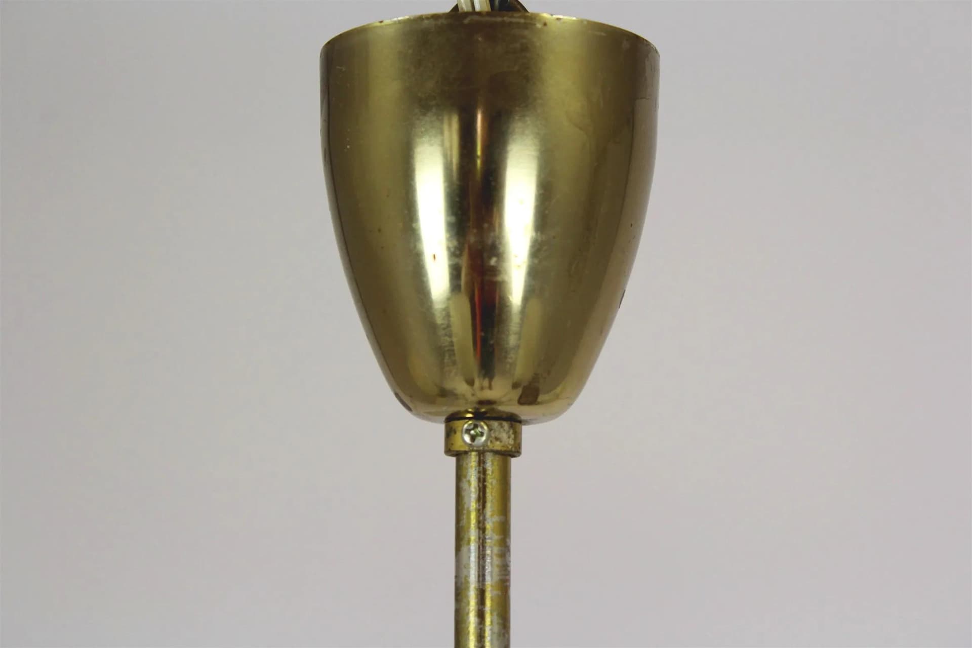 Ceiling lamp, white glass, brass, Czechoslovakia, 1960s. - 98381