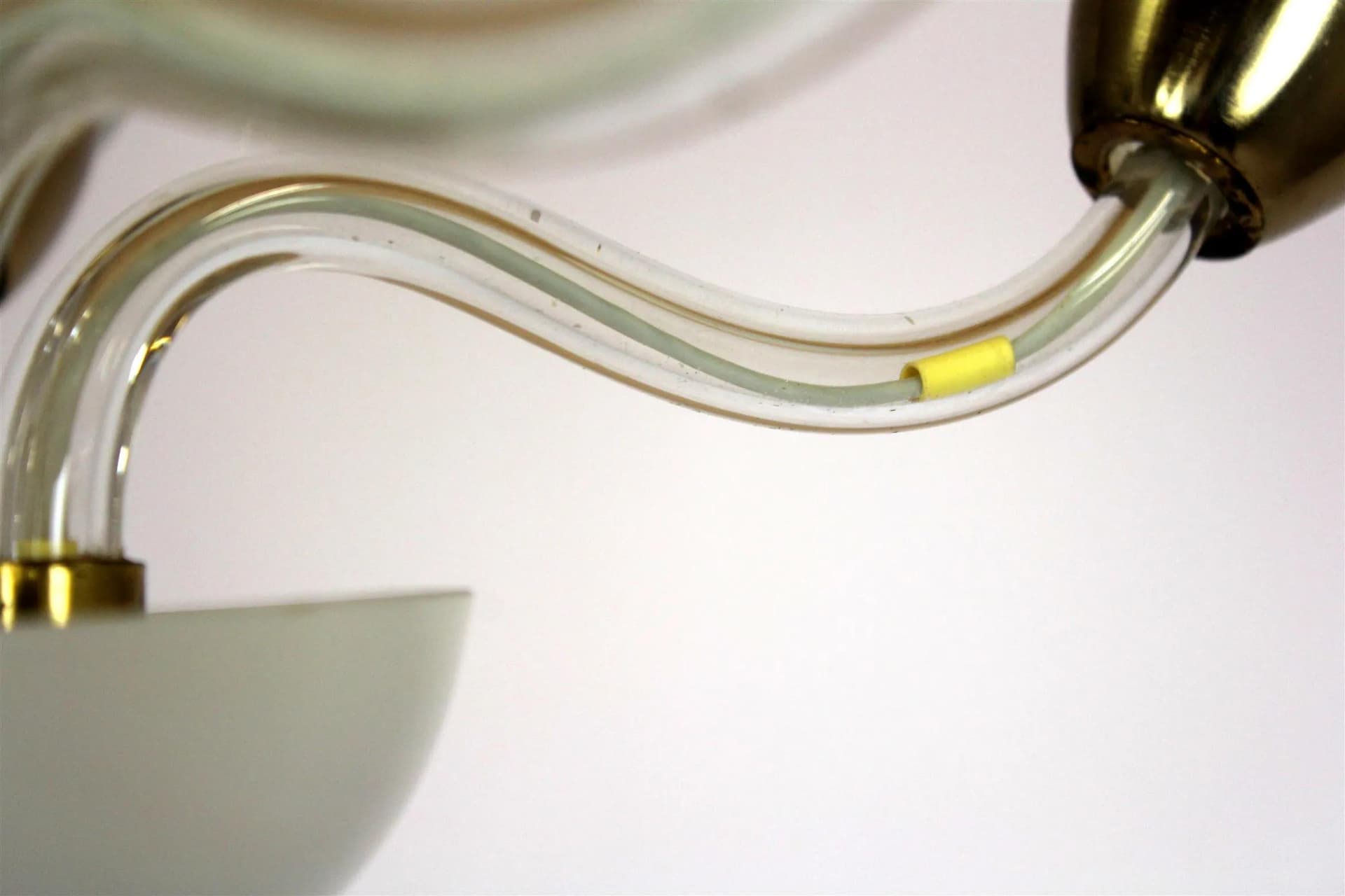 Ceiling lamp, white glass, brass, Czechoslovakia, 1960s. - 98388