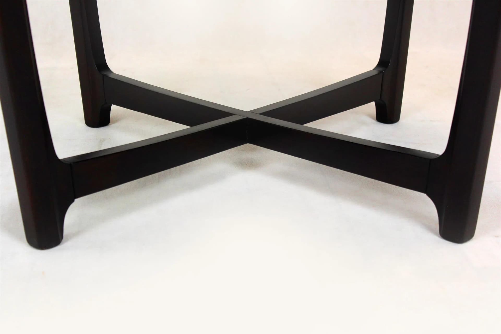 Coffee table round, dark brown wood, Czechoslovakia, 1970s. - 98367