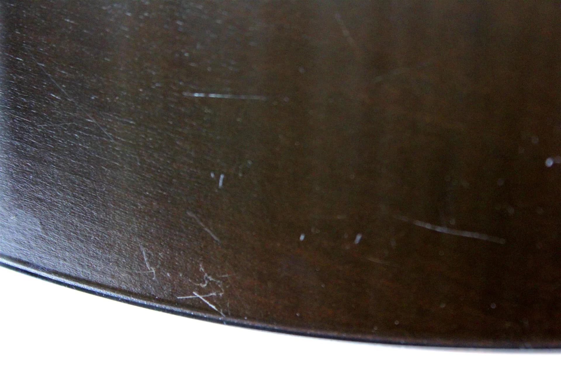 Coffee table round, dark brown wood, Czechoslovakia, 1970s. - 98363