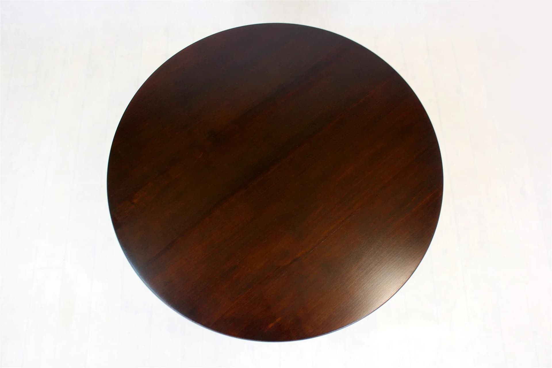 Coffee table round, dark brown wood, Czechoslovakia, 1970s. - 98365