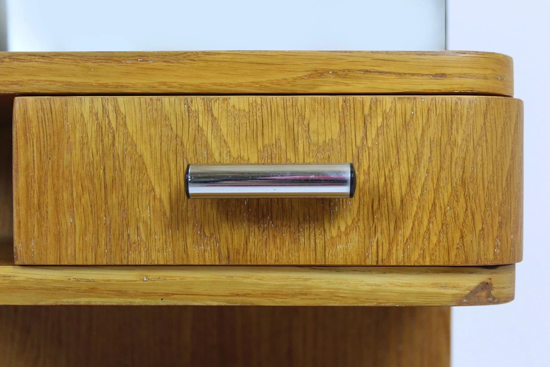 Dressing Table Bauhaus, brown oak, chrome, by H. Gottwald, Czechoslovakia, 1940s - 98352