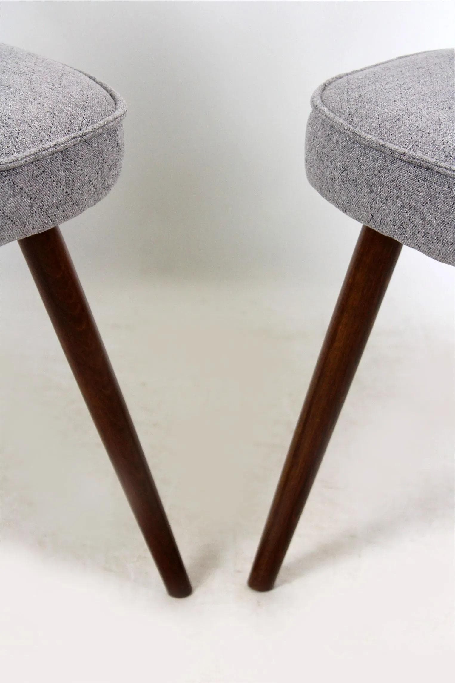 Pair of chairs, grey fabric, brown wood, by A. Šuman, Czech Republic, 1960s. - 98331