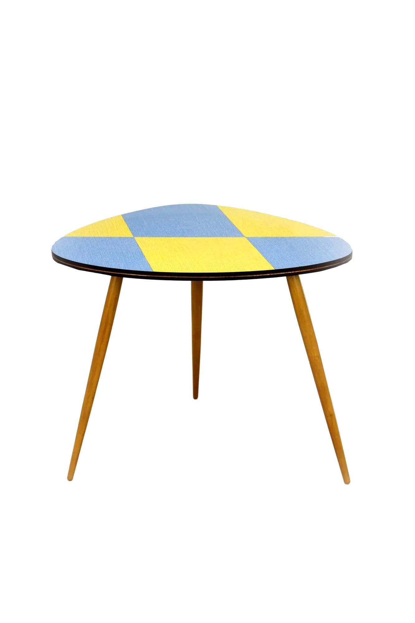 Coffee table, multicolor wood, Drevopodnik Brno, Czech Republic, 1960s.