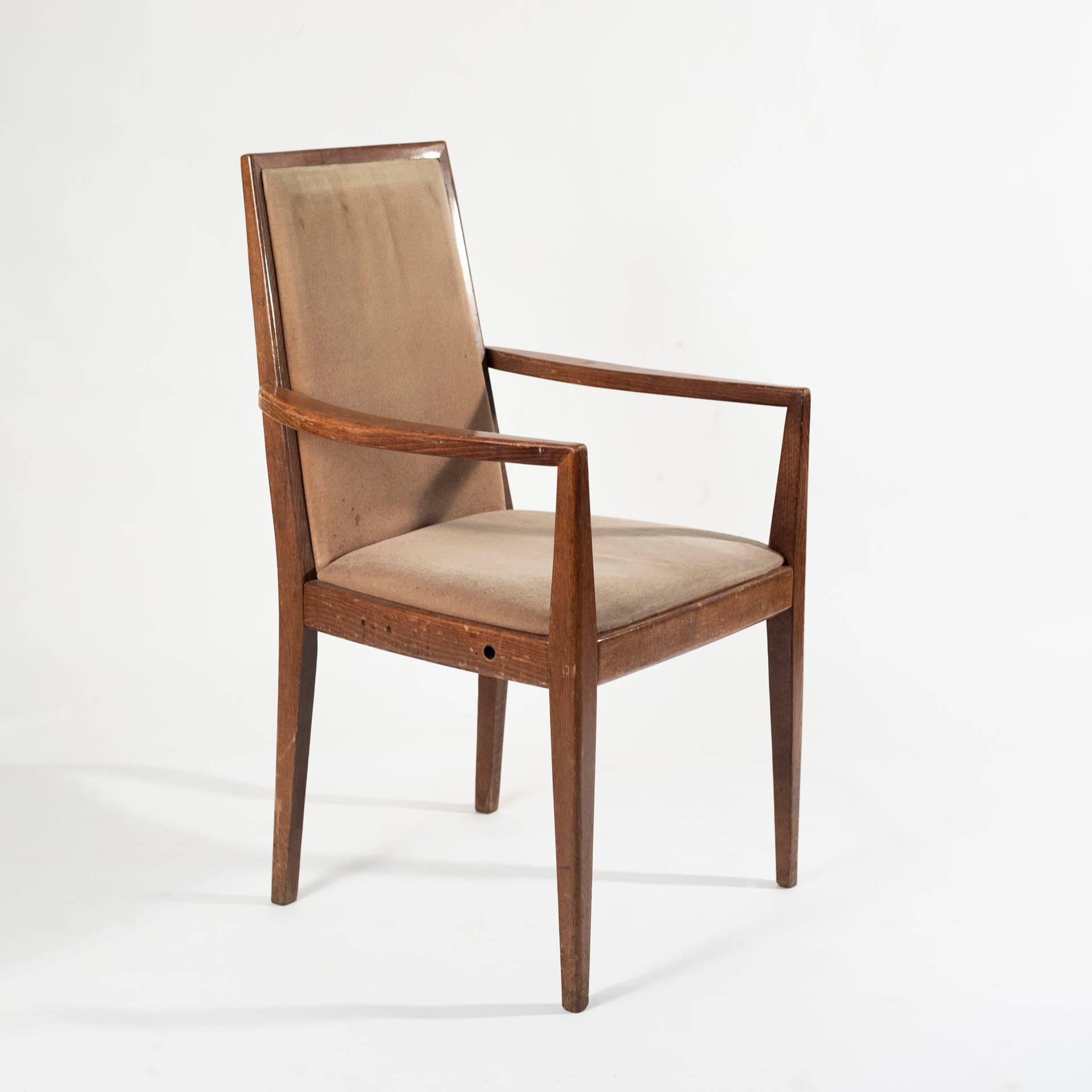 Set of six chairs, beige velvet, brown wood, Wiesner Hager, Austria, 1960s. - 98426