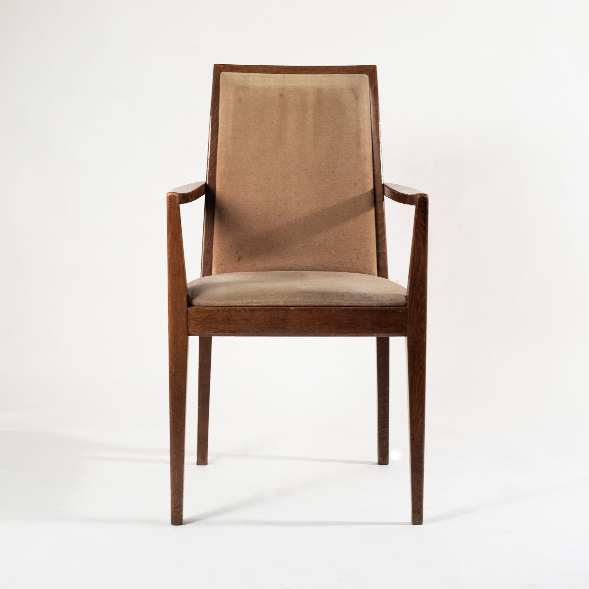 Set of six chairs, beige velvet, brown wood, Wiesner Hager, Austria, 1960s. - 98430