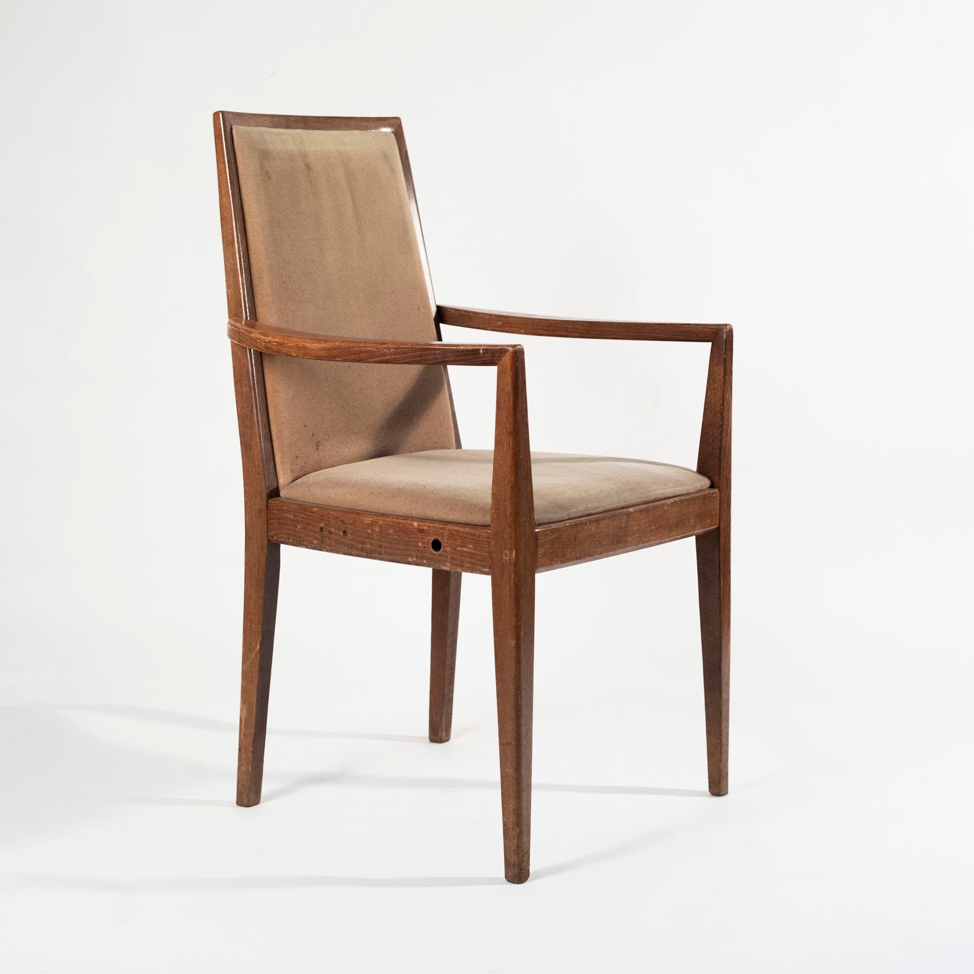 Set of six chairs, beige velvet, brown wood, Wiesner Hager, Austria, 1960s. - 98425