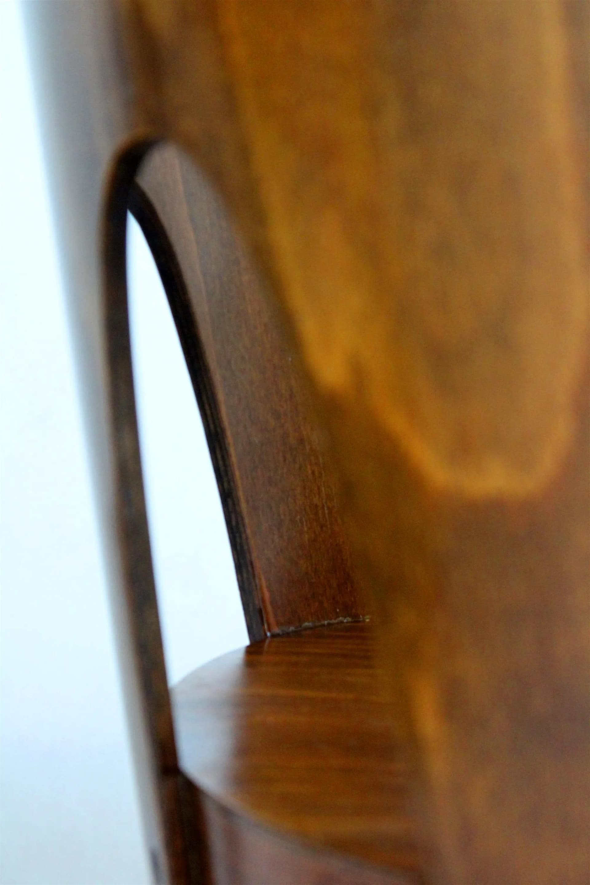 Zestaw czterech krzeseł, drewno brązowy, proj. O. Haerdtl, TON, Czechy, lata 60. - 98635