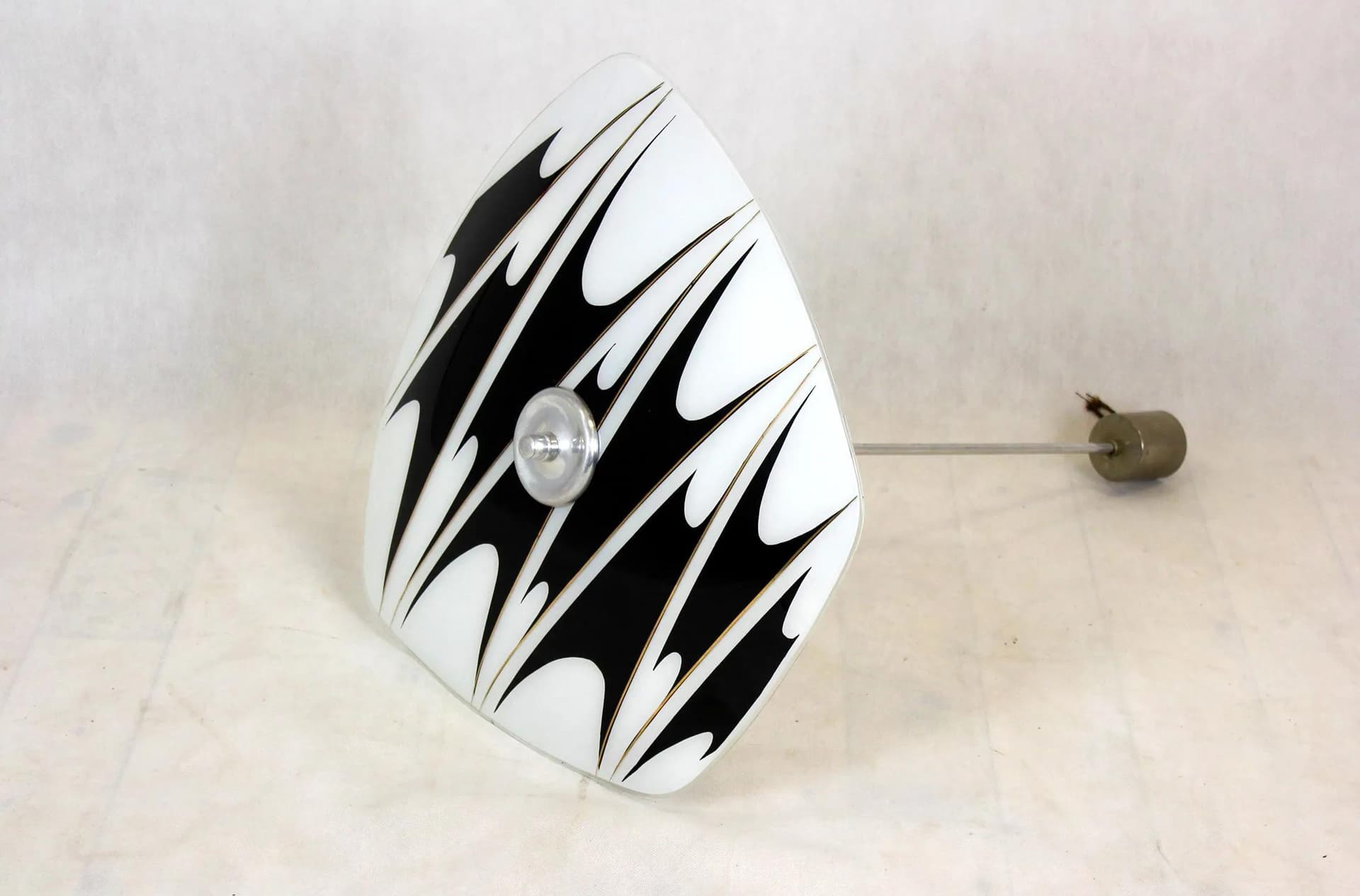 Ceiling lamp, Napako, white glass, metal, Czech Republic, 1960s. - 98632