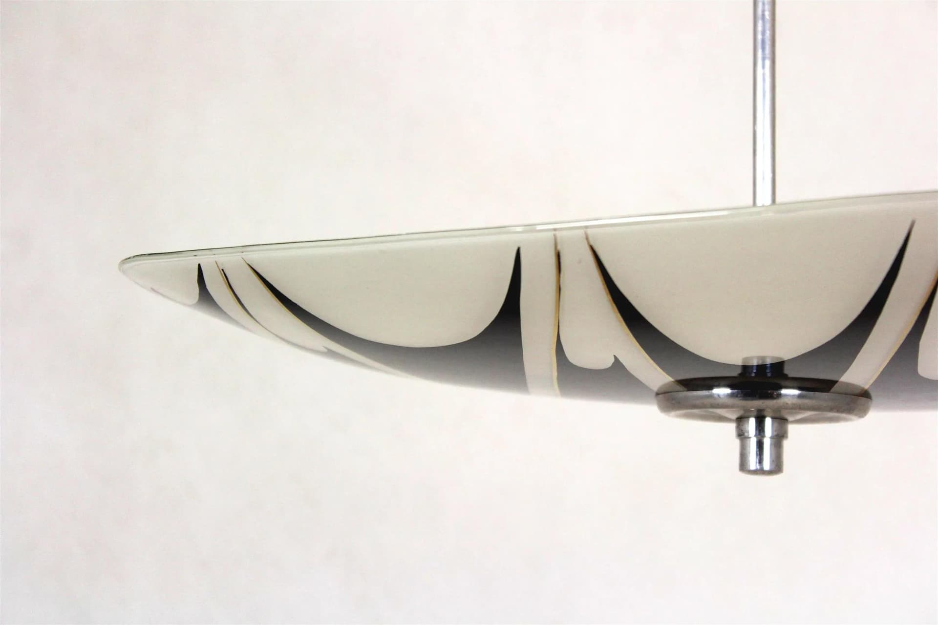 Ceiling lamp, Napako, white glass, metal, Czech Republic, 1960s. - 98631