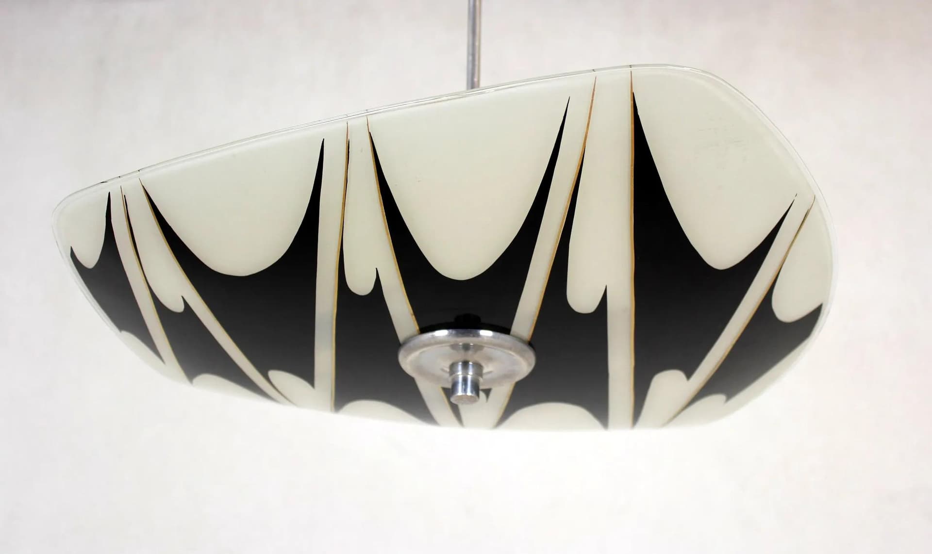 Ceiling lamp, Napako, white glass, metal, Czech Republic, 1960s. - 98627