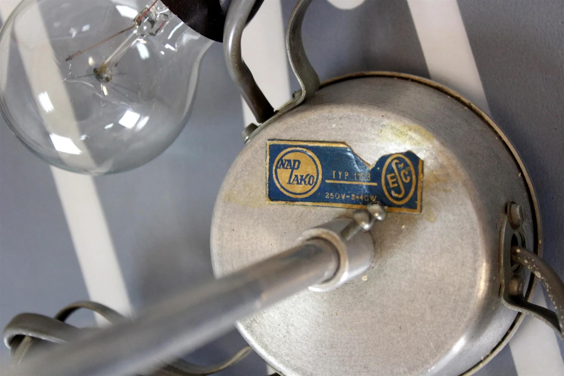 Ceiling lamp, Napako, white glass, metal, Czech Republic, 1960s. - 98629