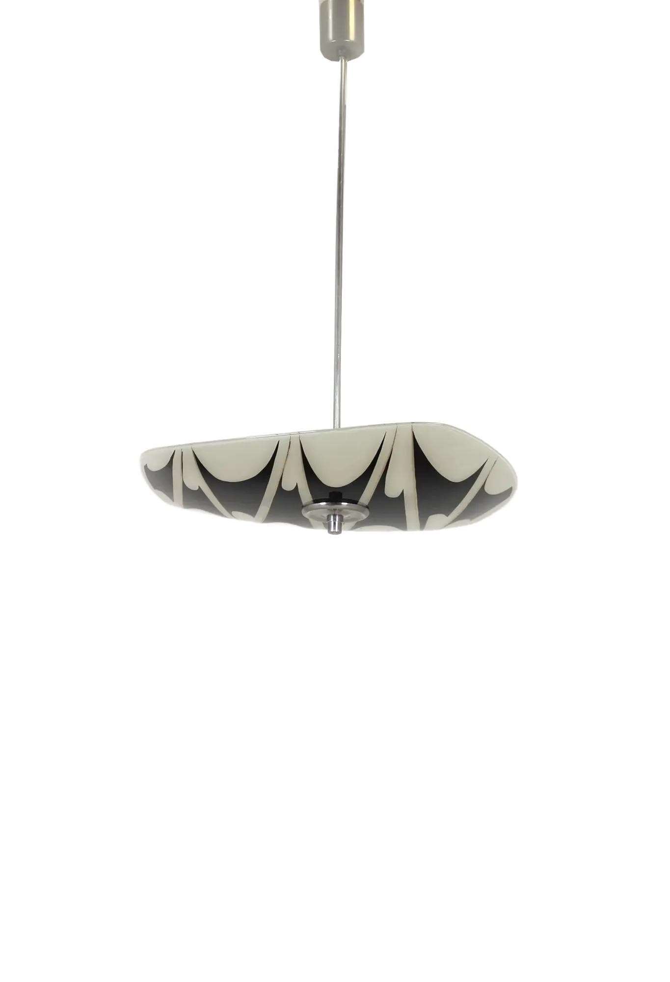 Ceiling lamp, Napako, white glass, metal, Czech Republic, 1960s.