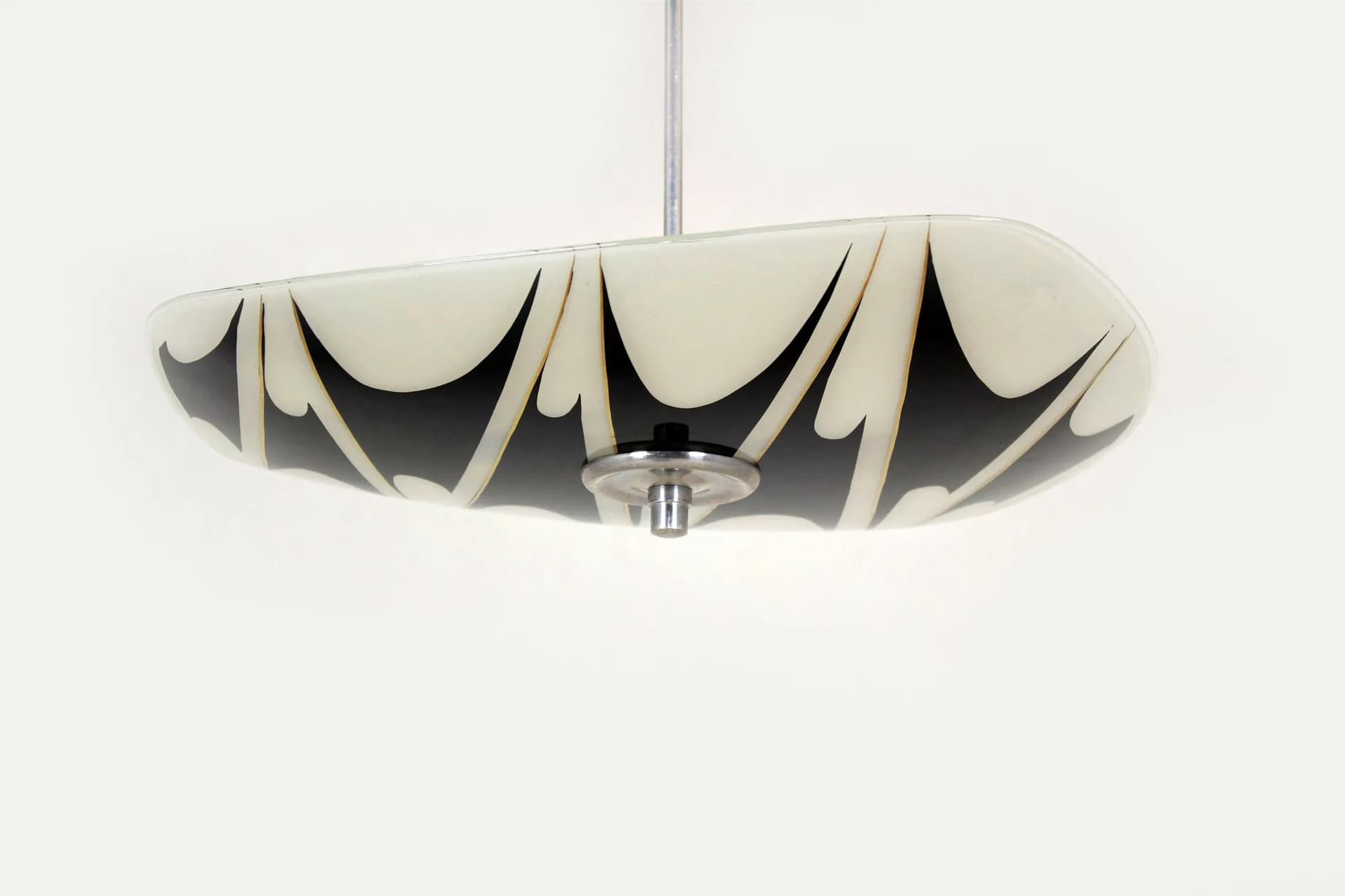 Ceiling lamp, Napako, white glass, metal, Czech Republic, 1960s. - 98628