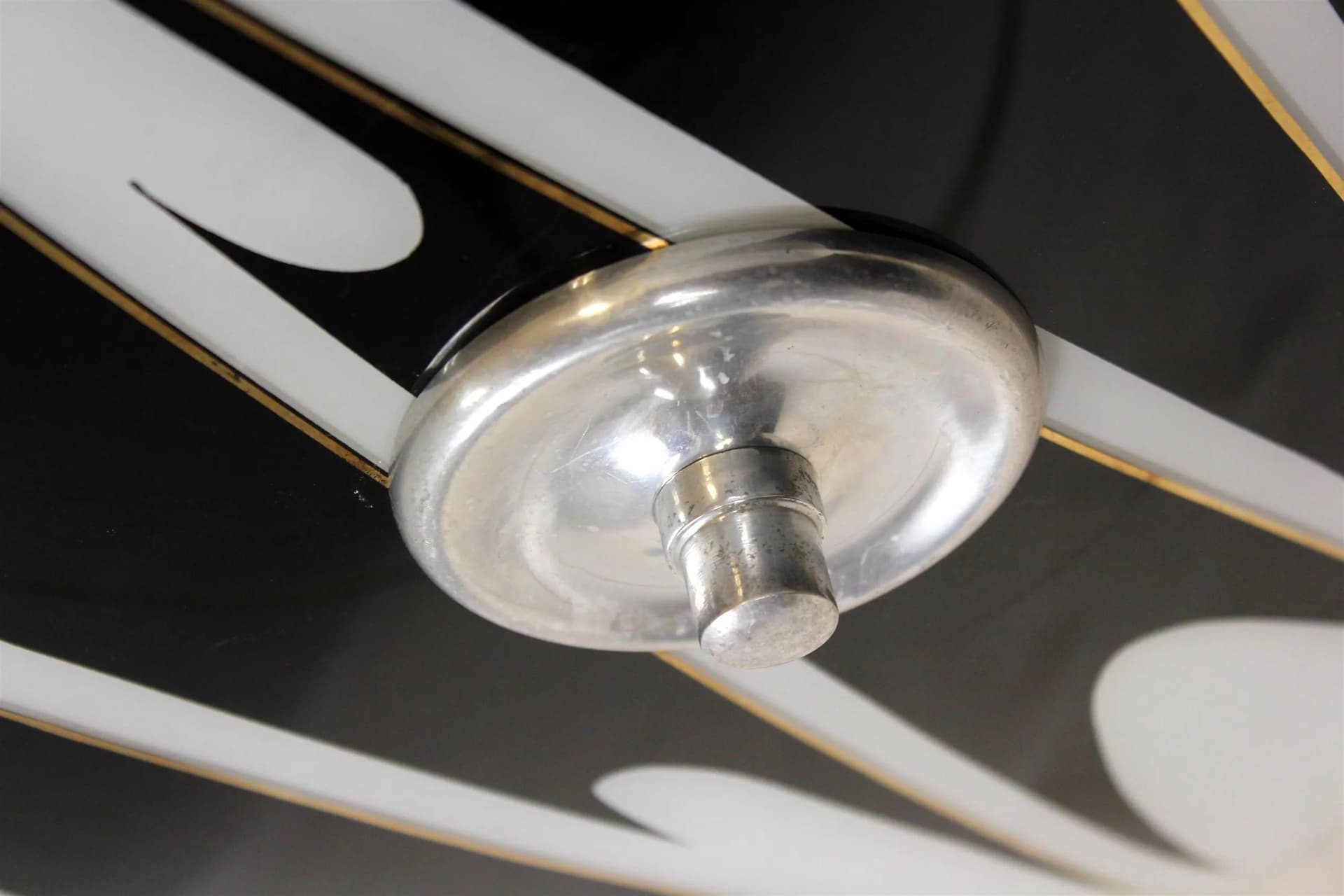 Ceiling lamp, Napako, white glass, metal, Czech Republic, 1960s. - 98626