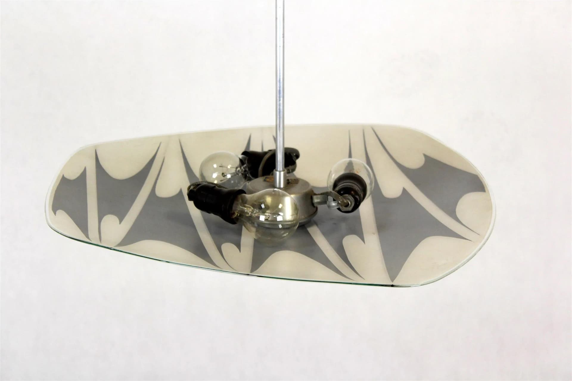 Ceiling lamp, Napako, white glass, metal, Czech Republic, 1960s. - 98625