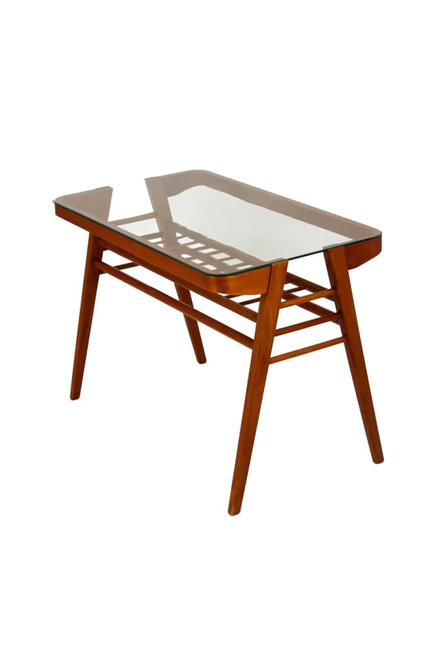 Coffee table, brown wood, by F. Jirák, Czechoslovakia, 1960s. - DIMENSION