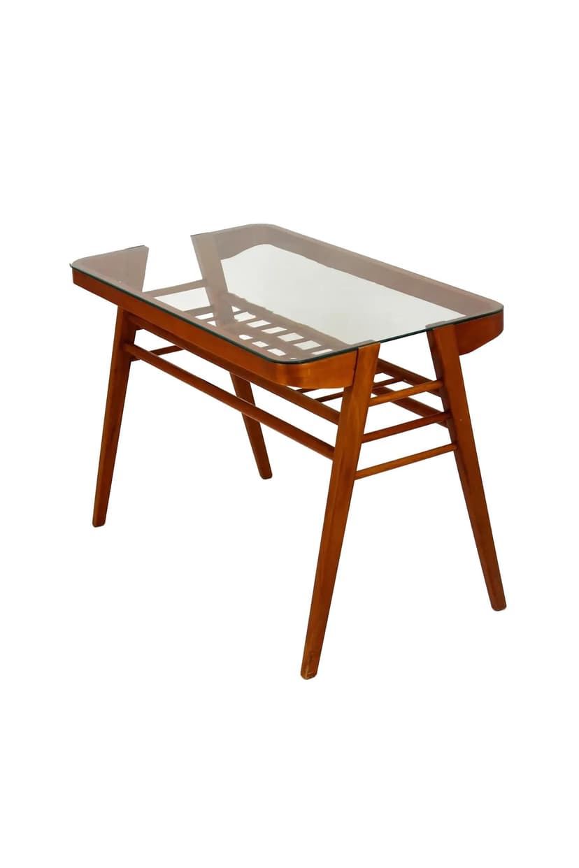 Coffee table, brown wood, by F. Jirák, Czechoslovakia, 1960s.