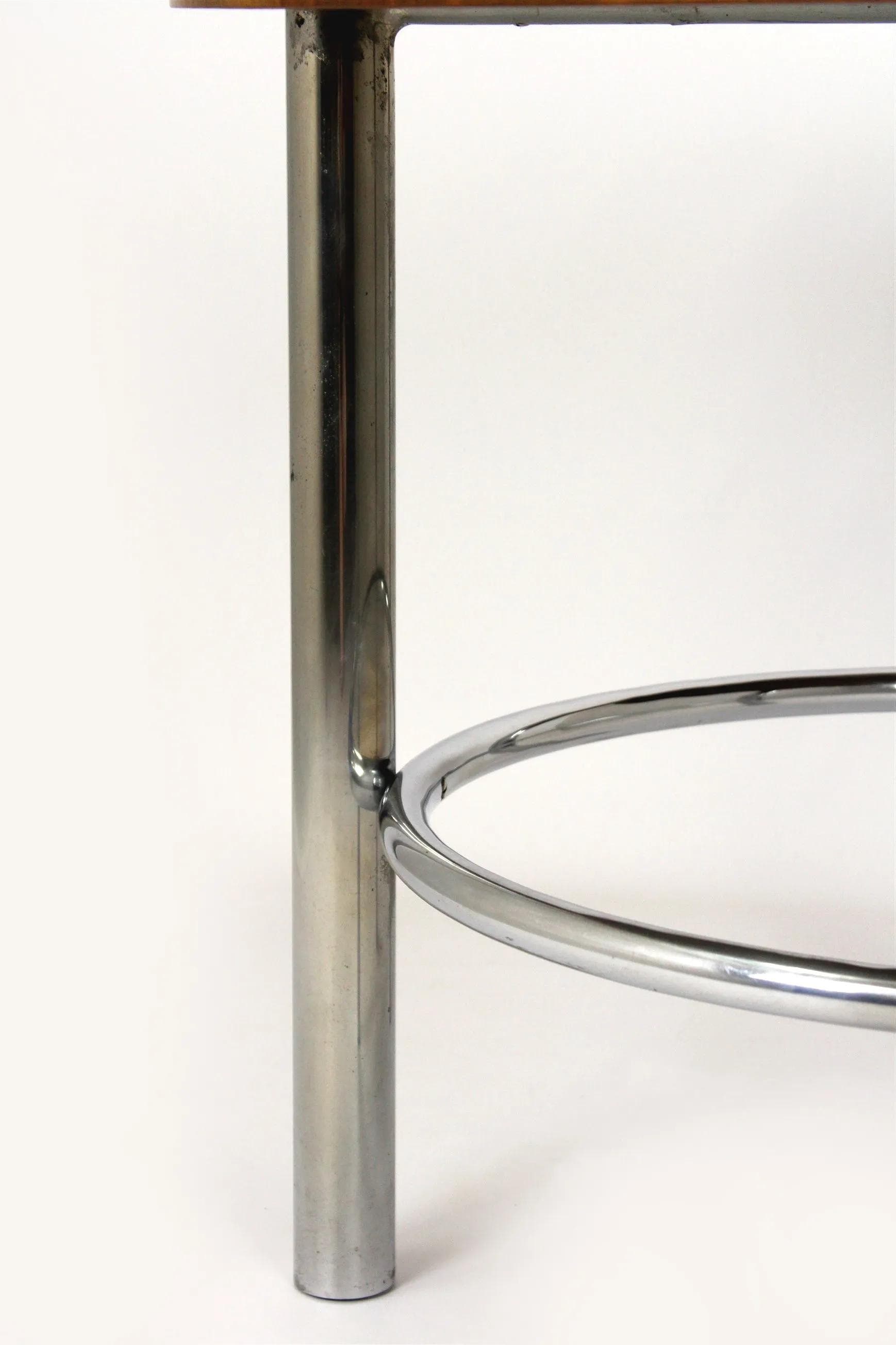 Stół Bauhaus, orzech brązowy, stal chromowana, proj. R. Slezak, Czechy, lata 30. - 98592