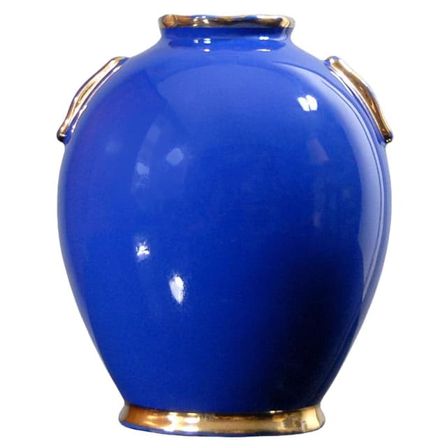Cobalt Blue Ceramic Vase, by R. Chevalier for Boch Freres, Belgium, 1930s - DIMENSION