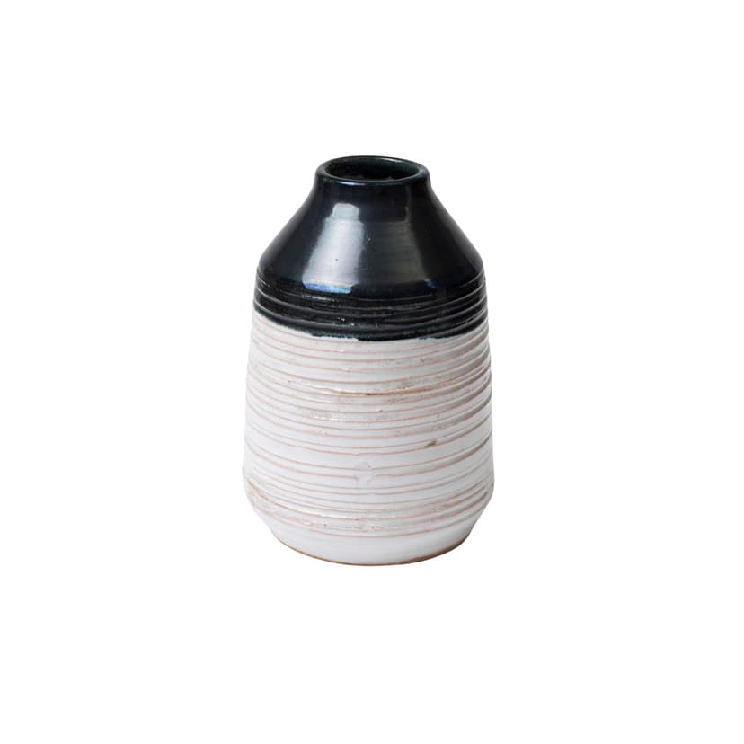 Wazon, biały czarny, ceramika, Czechosłowacja, lata 60.