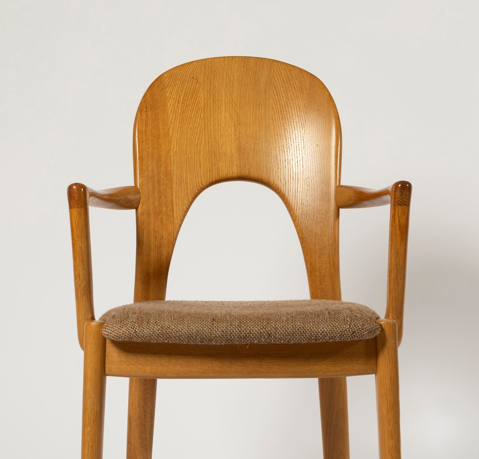 Fotel Morten, wełna jasnobrązowa, dąb jasnobrązowy, proj. N. Koefoed, Dania, lata 60. - 98693