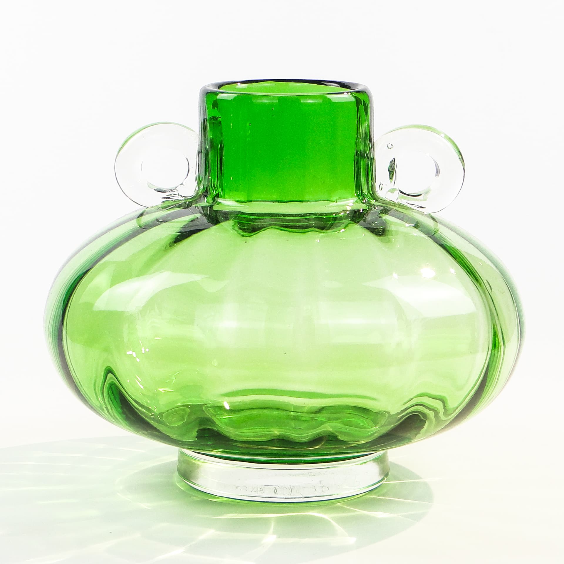 Wazon mid-century modern, szkło turkusowe, Polska, lata 70. - 98788