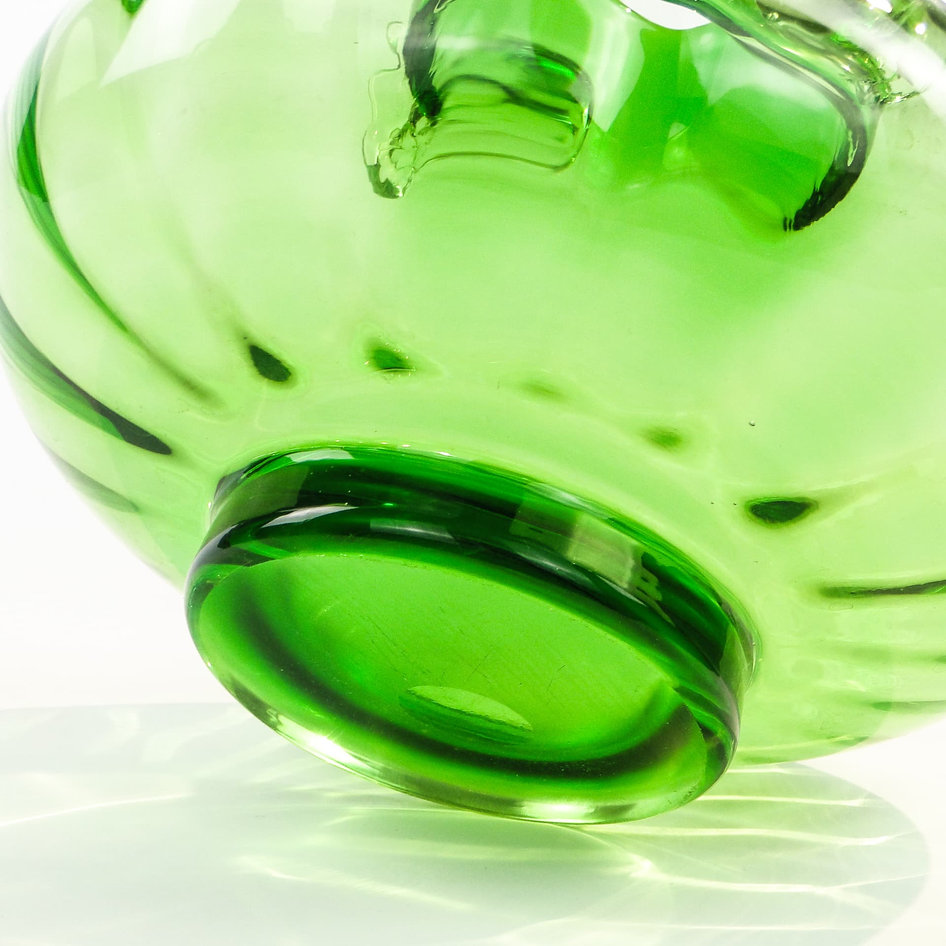 Wazon mid-century modern, szkło turkusowe, Polska, lata 70. - 98796