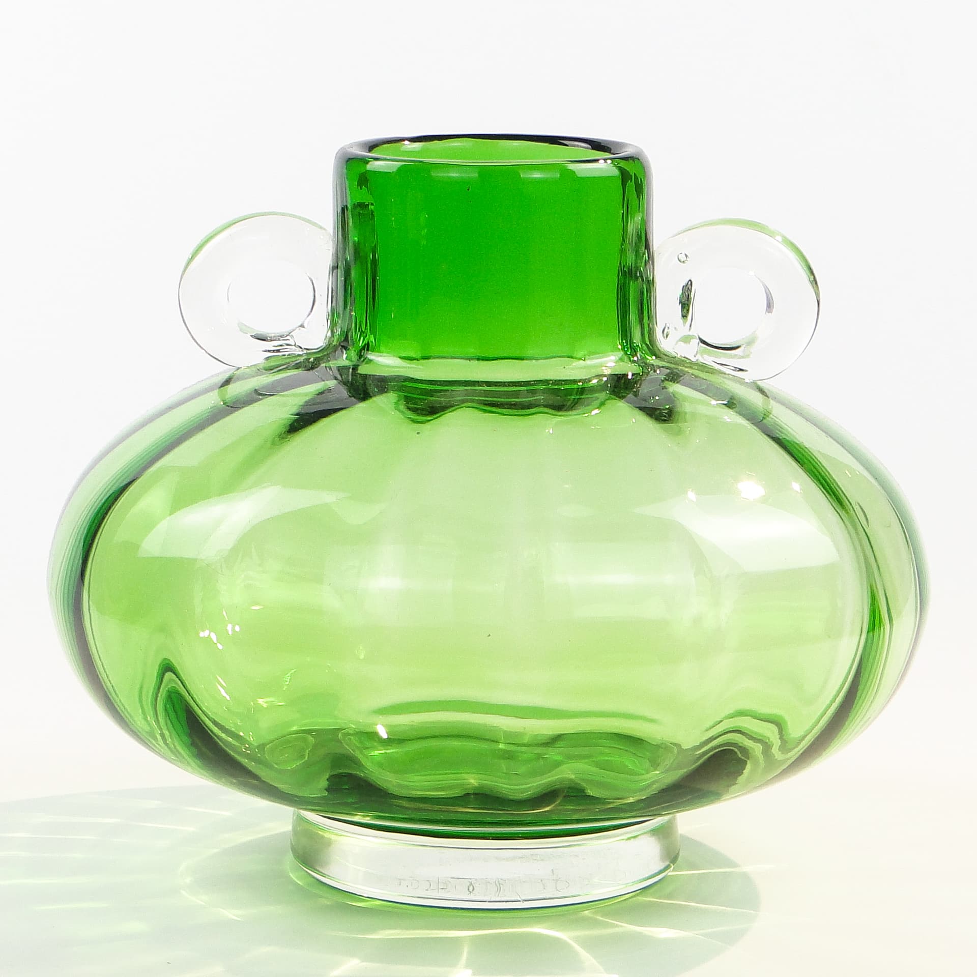 Wazon mid-century modern, szkło turkusowe, Polska, lata 70. - 98789