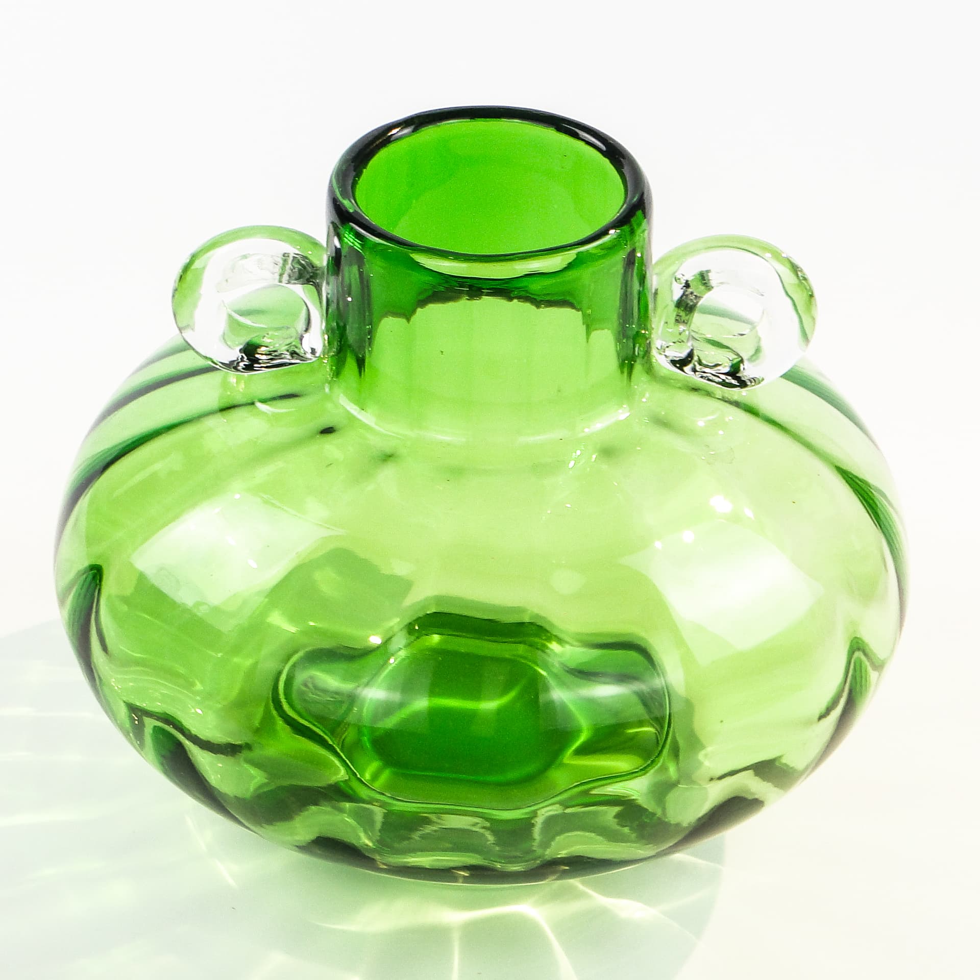 Wazon mid-century modern, szkło turkusowe, Polska, lata 70. - 98795